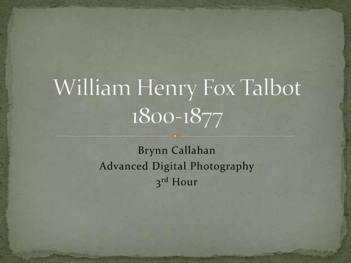 william henry fox talbot 1800 1877