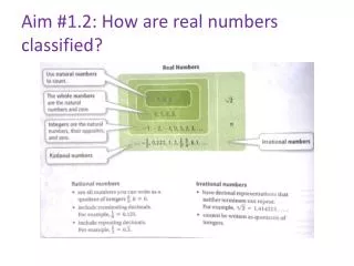 aim 1 2 how are real numbers classified