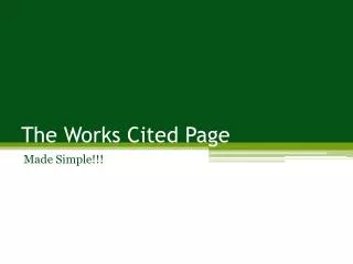 The Works Cited Page