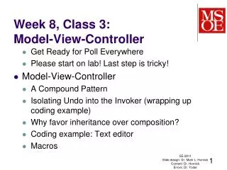 Week 8, Class 3: Model-View-Controller