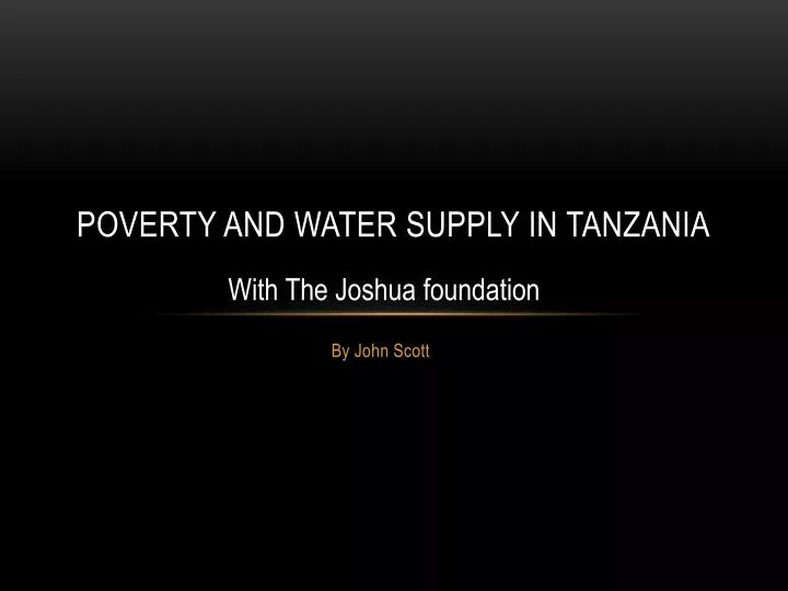 poverty and water supply in tanzania