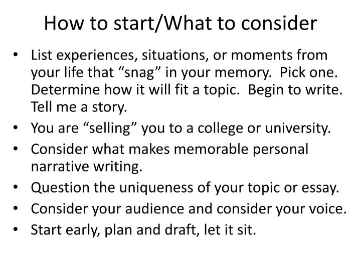 how to start what to consider