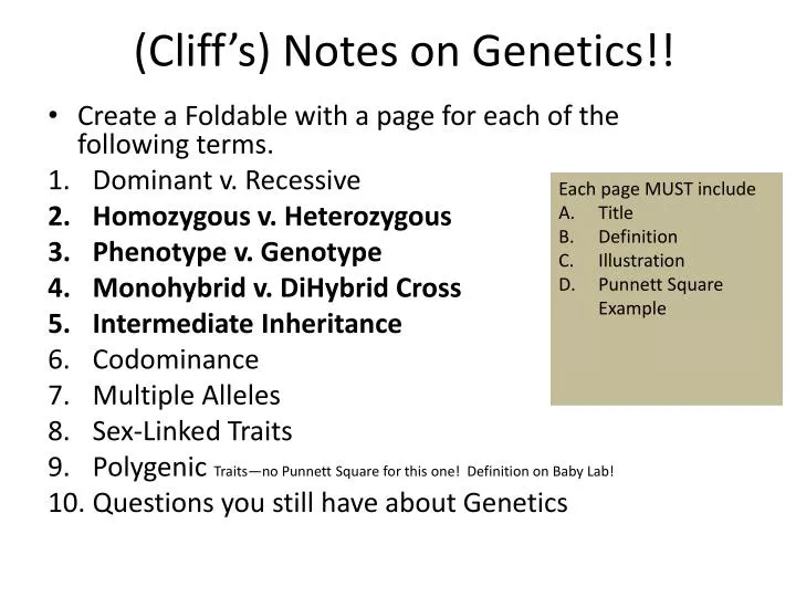 cliff s notes on genetics