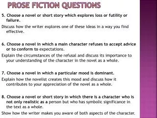 Prose Fiction questions