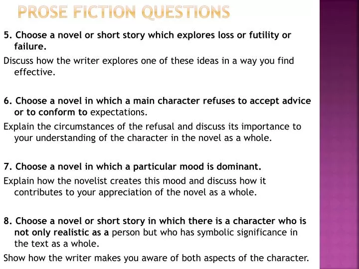 prose fiction questions