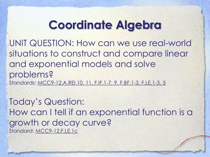 coordinate algebra