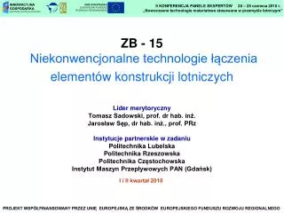 zb 15 niekonwencjonalne technologie czenia element w konstrukcji lotniczych