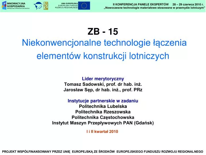 zb 15 niekonwencjonalne technologie czenia element w konstrukcji lotniczych