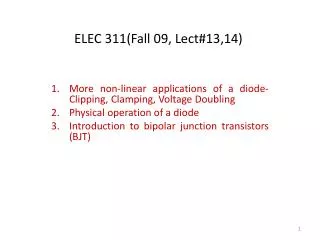 ELEC 311(Fall 09, Lect#13,14)