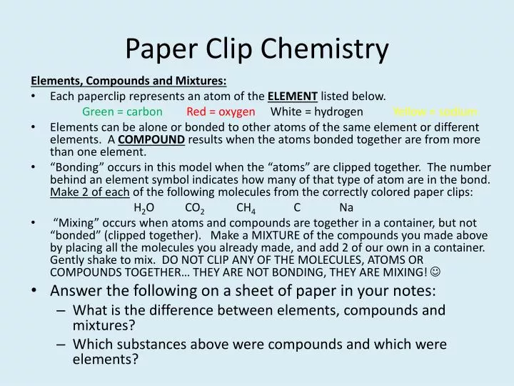 paper clip chemistry