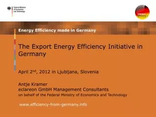 The Export Energy Efficiency Initiative in Germany