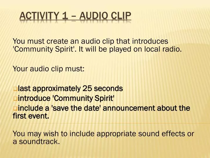 activity 1 audio clip