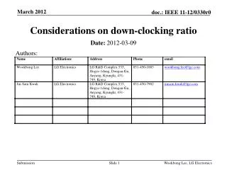 Considerations on down-clocking ratio