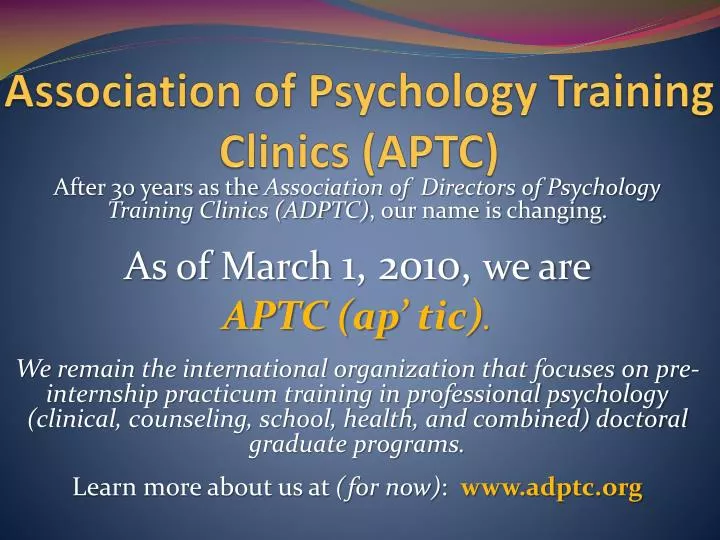 association of psychology training clinics aptc