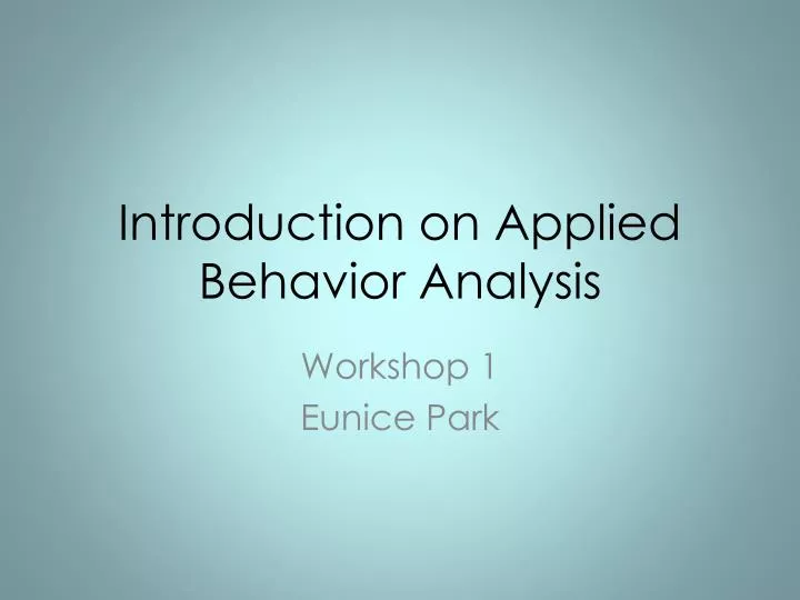 introduction on applied behavior analysis