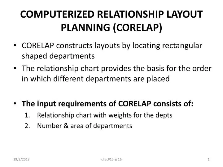 computerized relationship layout planning corelap