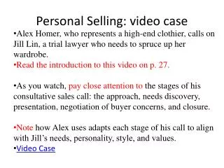 Personal Selling: video case
