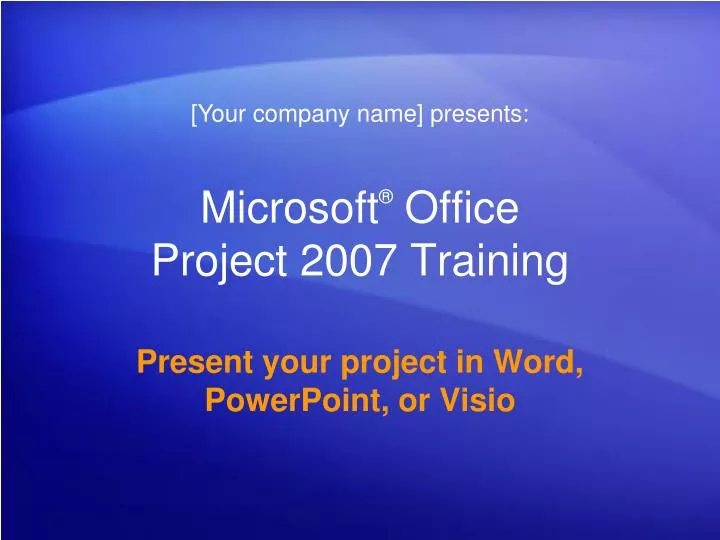 microsoft office project 2007 training