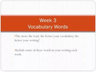 Week 3 Vocabulary Words