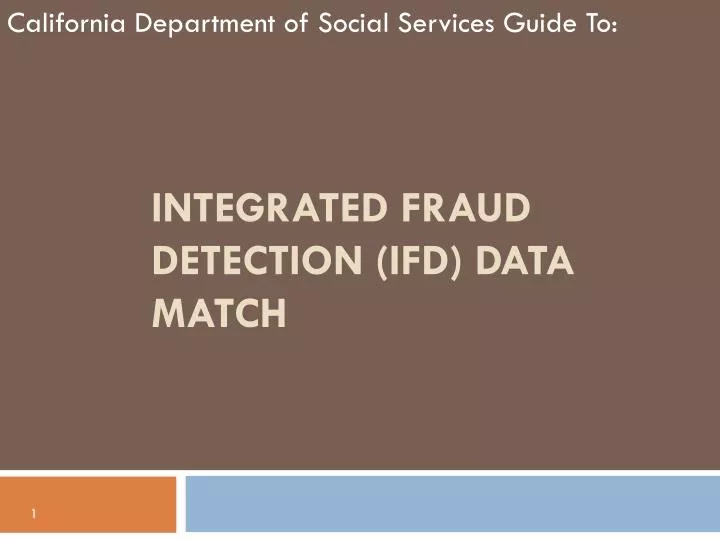 integrated fraud detection ifd data match