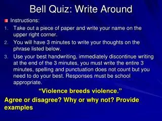 Bell Quiz: Write Around