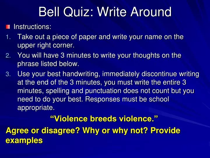 bell quiz write around