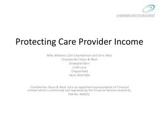 Protecting Care Provider Income