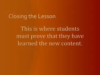 Closing the Lesson