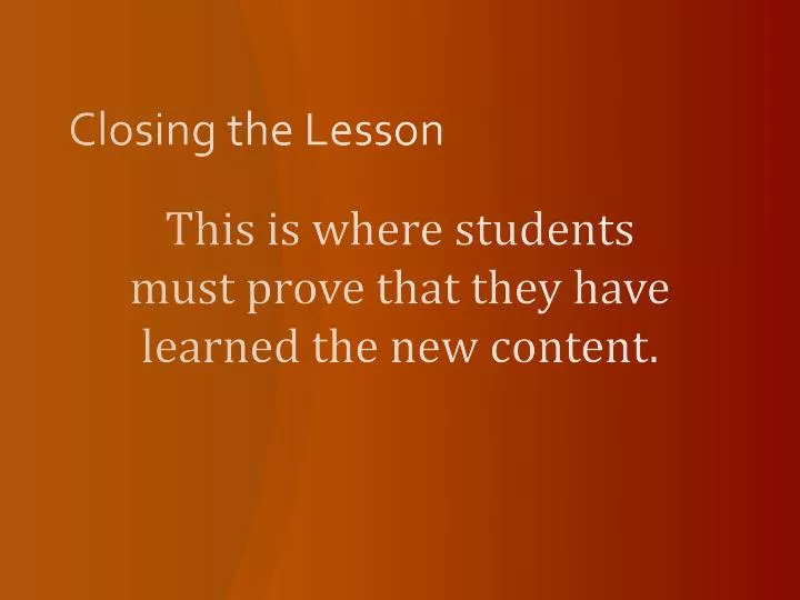 closing the lesson
