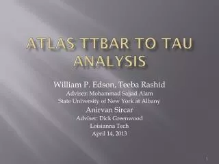 Atlas TTbar to Tau Analysis