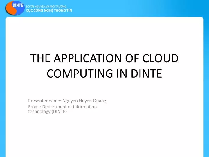 the application of cloud computing in dinte