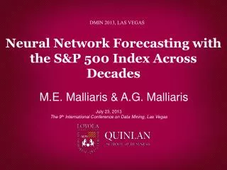 Neural Network Forecasting with the S&amp;P 500 Index Across Decades