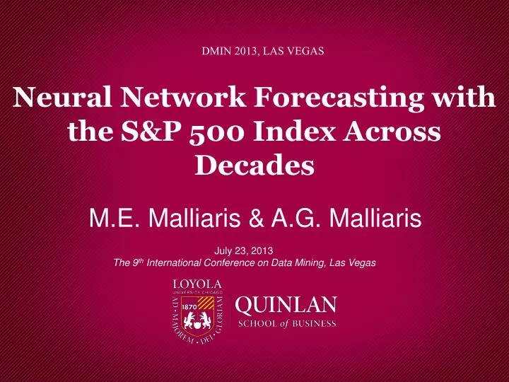 neural network forecasting with the s p 500 index across decades