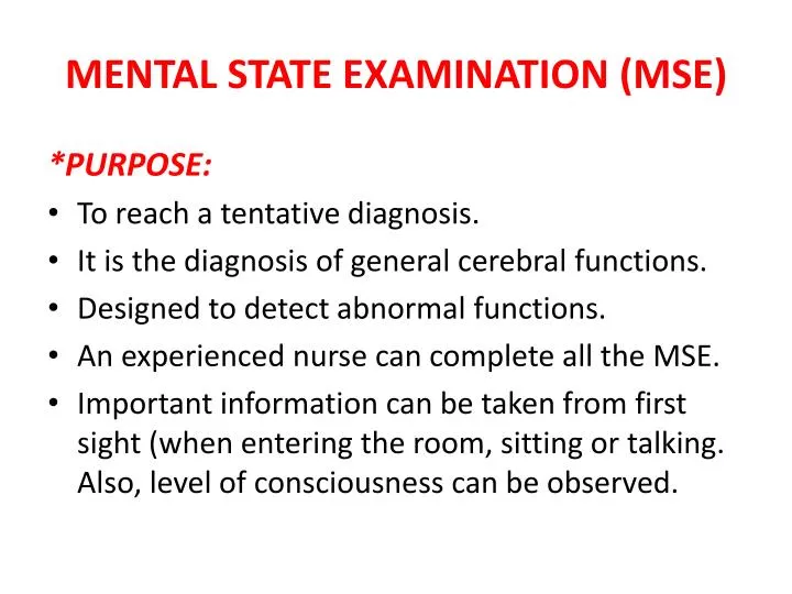 mental state examination mse