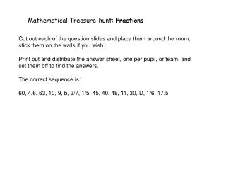 Mathematical Treasure-hunt: Fractions