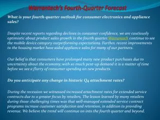 Warrantech’s Fourth-Quarter Forecast