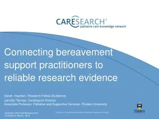 Connecting bereavement support practitioners to reliable research evidence