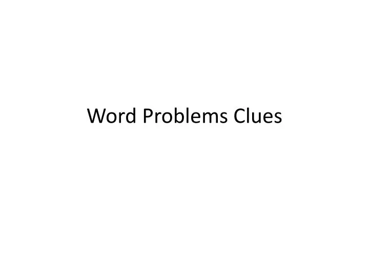 word problems clues
