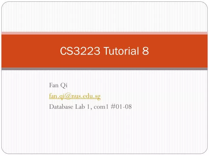 cs3223 tutorial 8