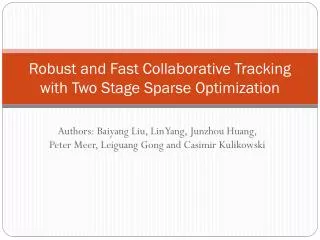 Robust and Fast Collaborative Tracking with Two Stage Sparse Optimization