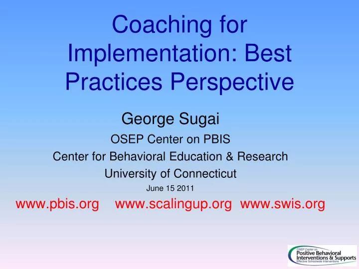 coaching for implementation best practices perspective