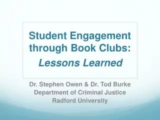 Student Engagement through Book Clubs: Lessons Learned