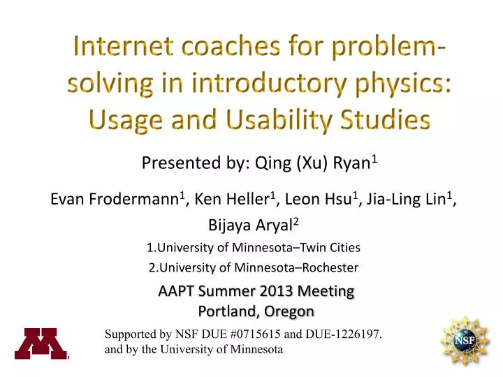 internet coaches for problem solving in introductory physics usage and usability studies