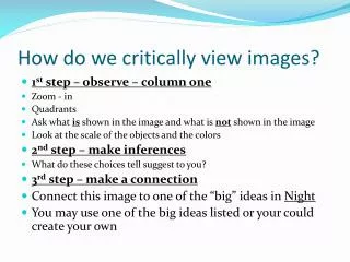 How do we critically view images?