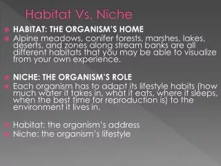 Habitat Vs. Niche