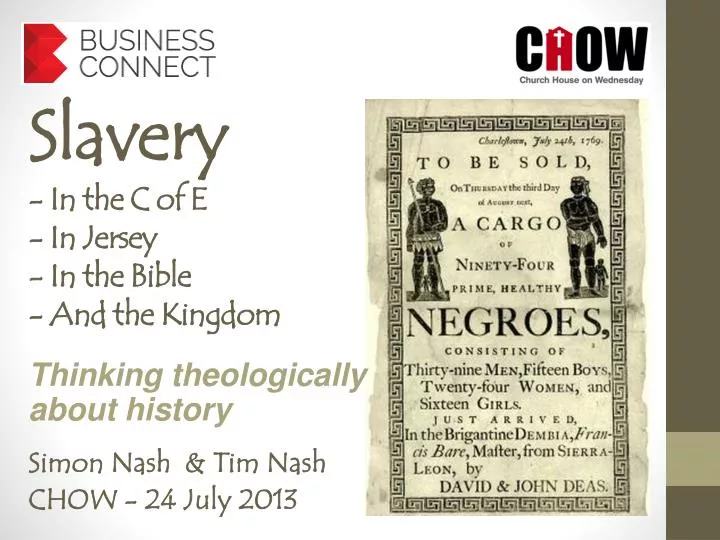 slavery in the c of e in jersey in the bible and the kingdom