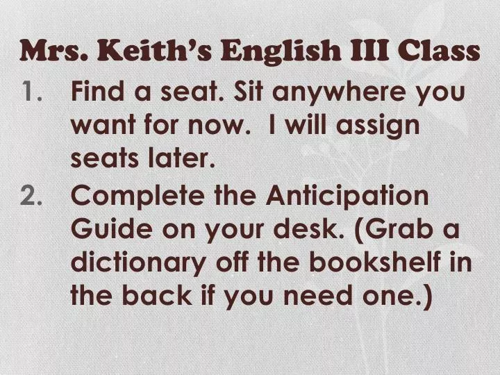 mrs keith s english iii class