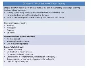 Chapter 8: Mini-Inquiries Small Group Inquiry Model Adapted for Mini-Inquiry Projects