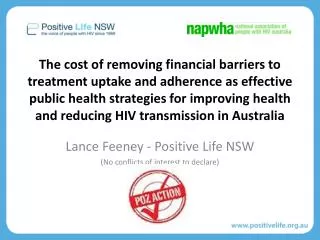 Lance Feeney - Positive Life NSW (No conflicts of interest to declare)