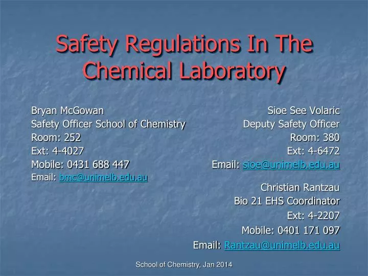 safety regulations in the chemical laboratory
